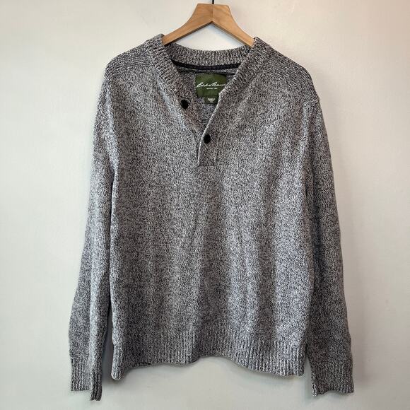 Eddie Bauer Men's 1/4 Button Cotton Pullover Sweater Top Gray Size XXL - Picture 1 of 5